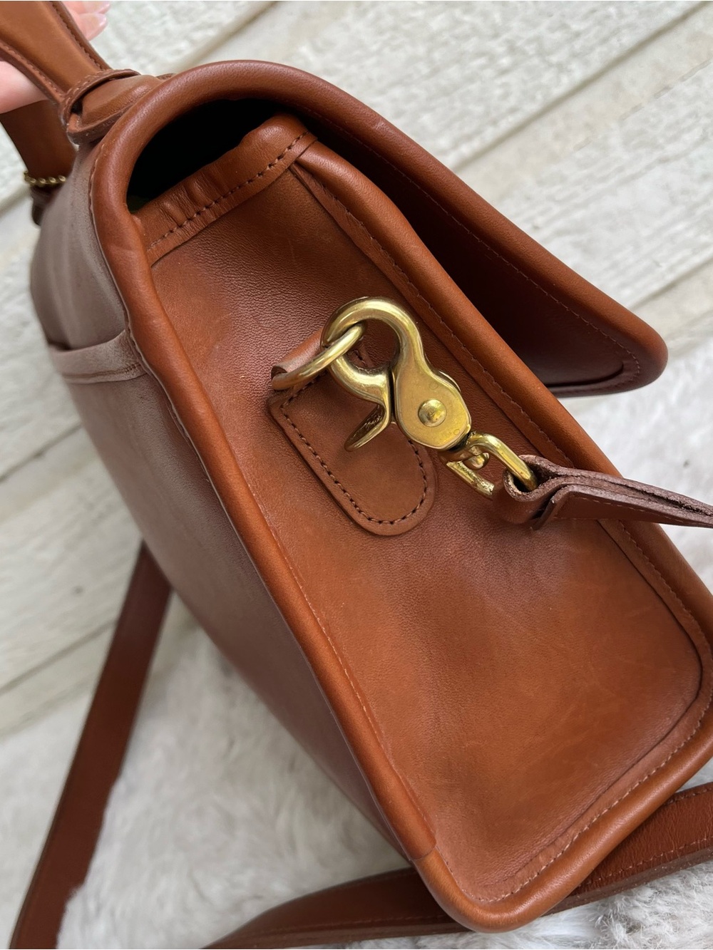 COACH Vintage British Tan Court Flap Crossbody Top Handle Willis Companion Bag - Picture 9 of 14